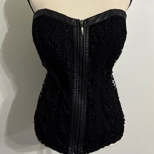 FTF -Fashion to Figure Black Lace Bustier Top with Zipper Size 3X